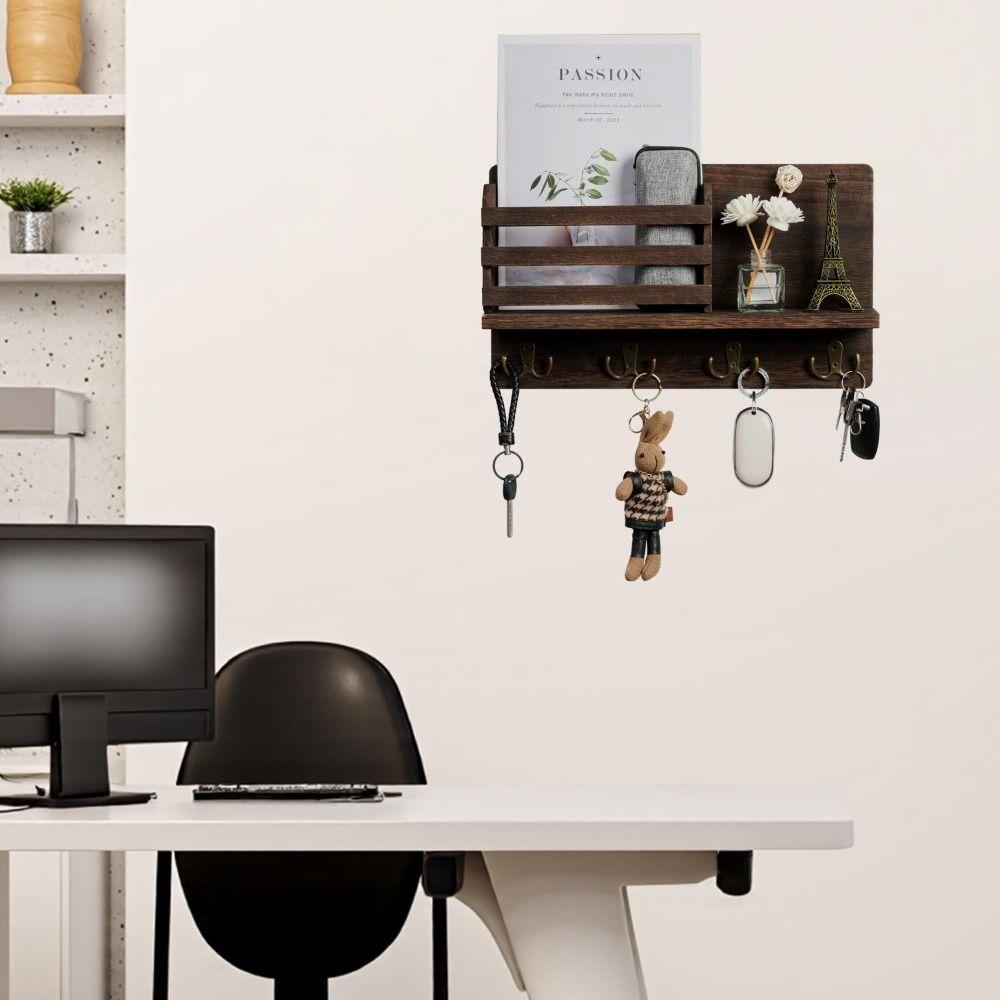 Wood Mail Organizer Thickening Wall Mount Home Decor Home Storage Holder Entryway