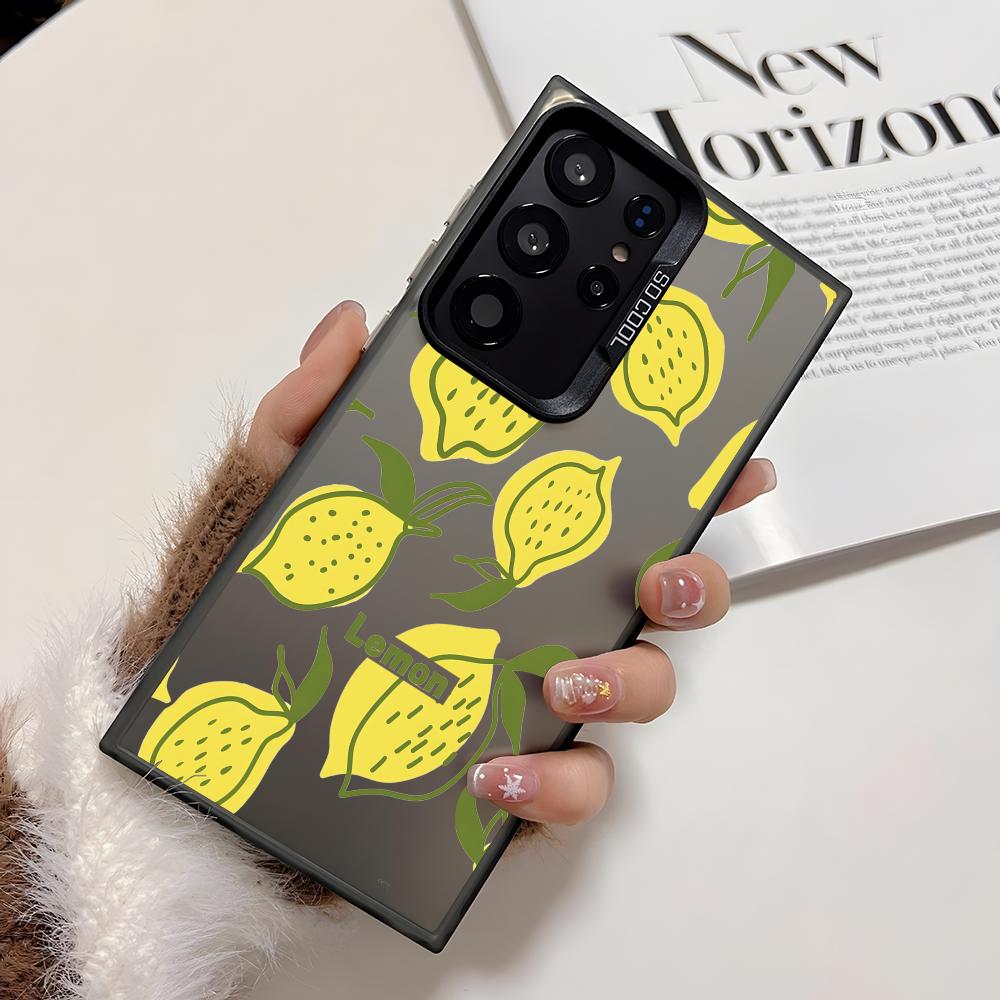 Ins Fruit Fashion Phone Case For Samsung Galaxy S25 Edge S24 S23 S22 S21 S20 Ultra Funda Silicone Silver Cover