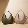 Underarm Crescent Bag, Commuting To Work, Leather, Large-capacity Girls' High-end Shoulder Bag, Handmade Women's Hand-held Woven Bag
