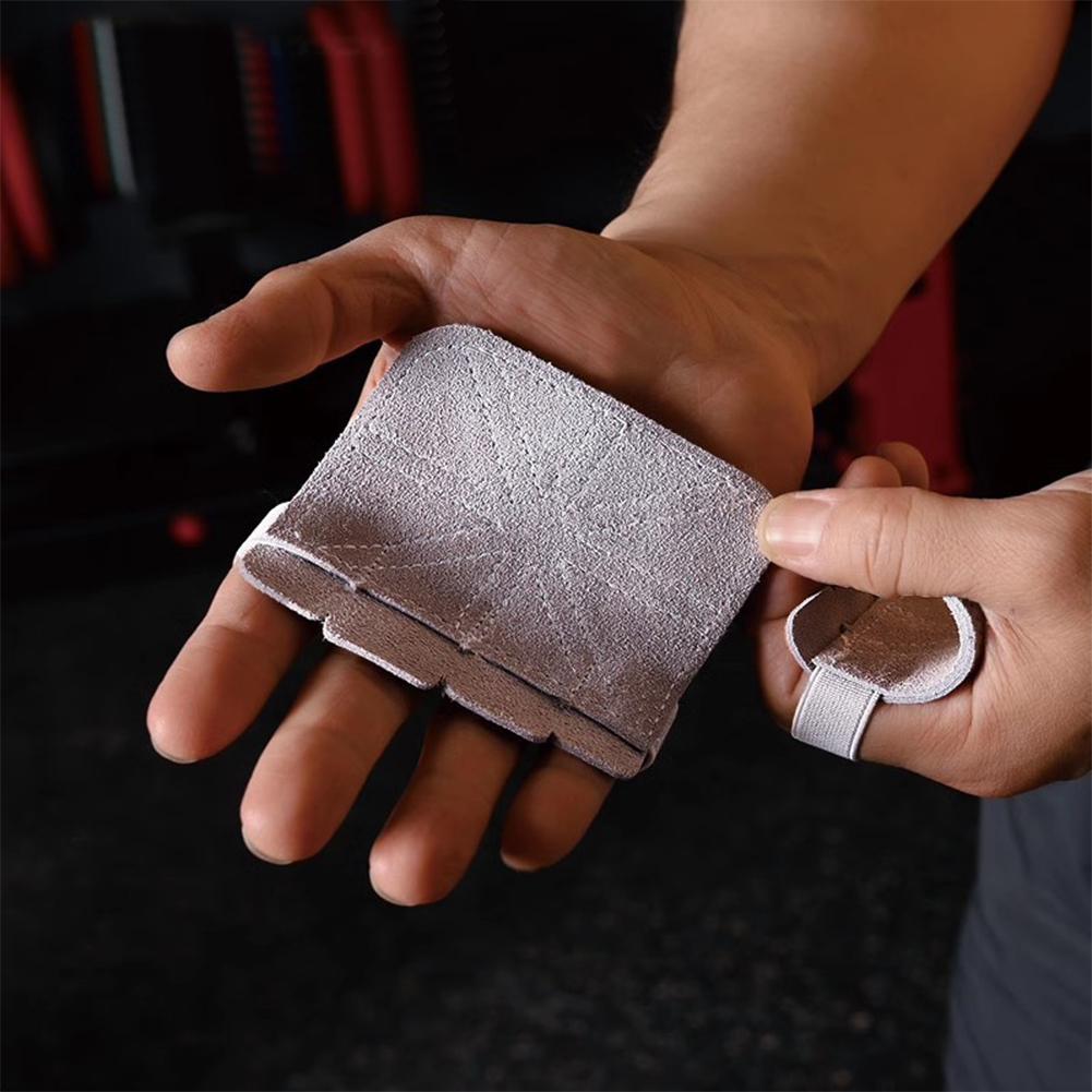 1 Pair Four-Finger Fitness Cowhide Gloves Anti-Slip Wear-Resistant Weightlifting Pull-Up Drag Sport Ware Fitness Accessories