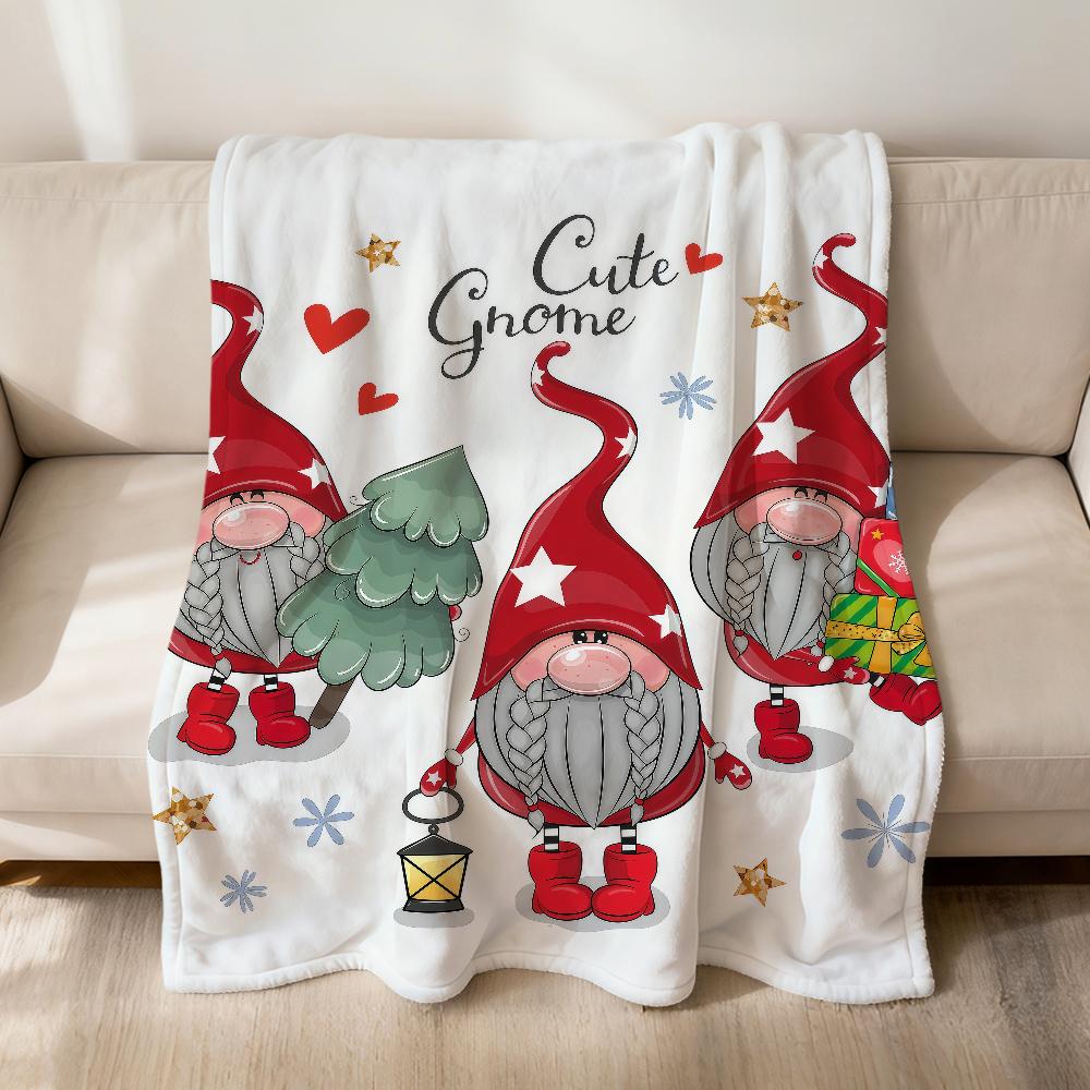 fashion art Cute Christmas gnomes Flannel soft warm plush blanket for sofa living room pet hogar bedroom gift home Car portable