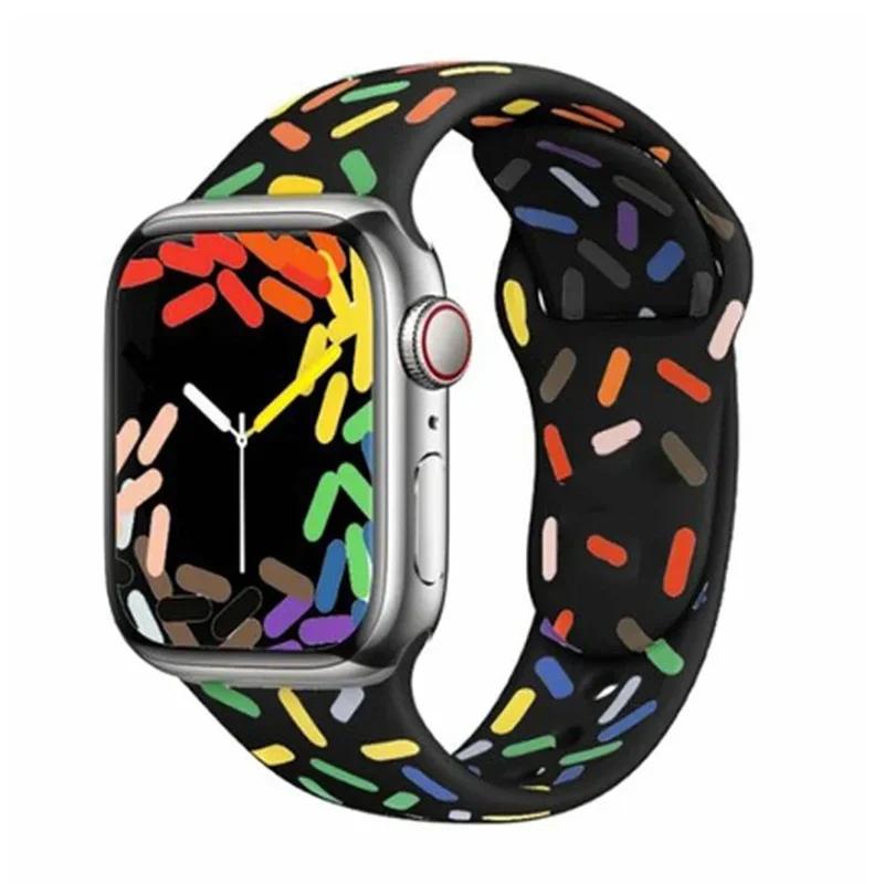 Silicone Sport Band For Apple Watch Strap49mm 44mm 45mm 40mm 41mm 42mm 38mm Bracelet Iwatch Series9 8 7 6 5 4 3SE Ultra 2 Correa