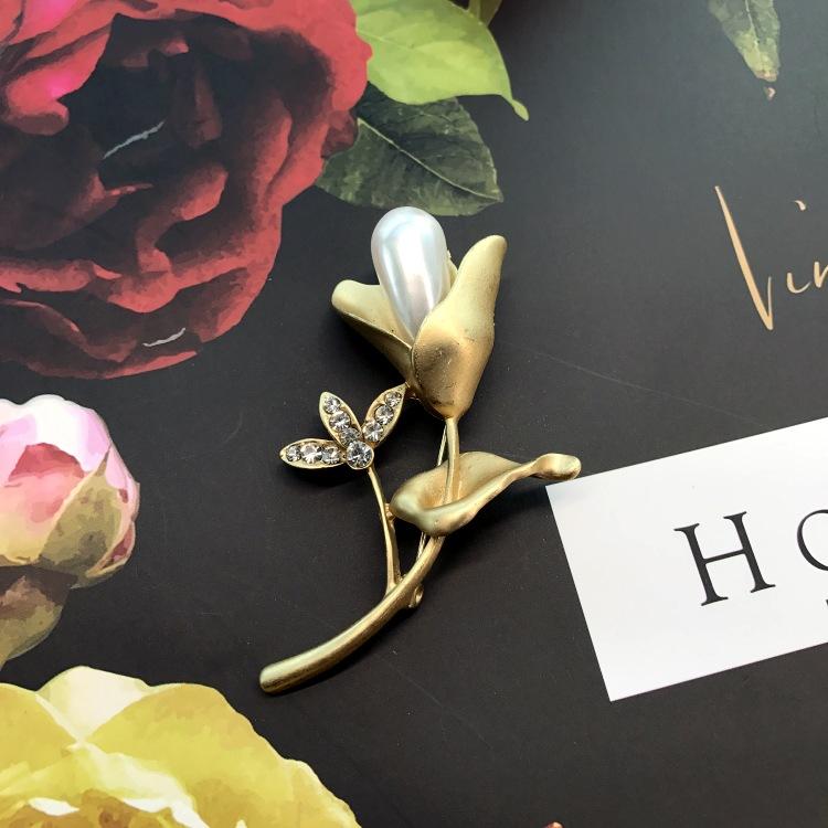 Fashion temperament dumb gold brooch corsage women's suit jacket sweater coat pin crystal high-end accessories