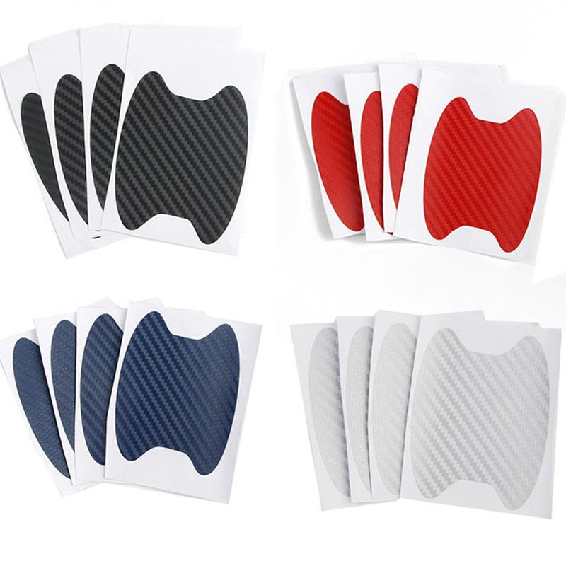 4pcs Carbon Fiber Car Door Handle Protective Stickers - A Style