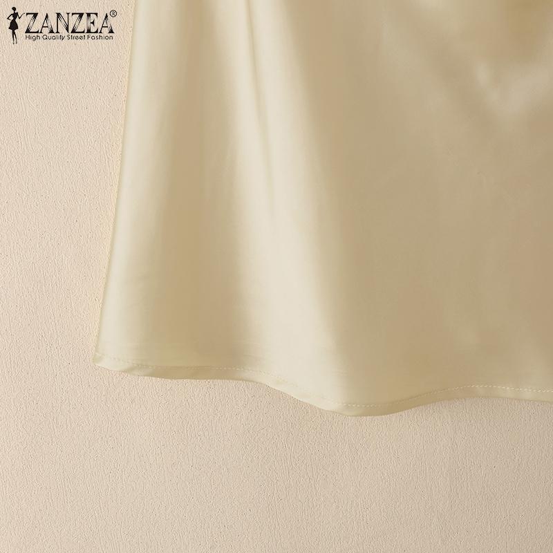 ZANZEA Women Casual Pile Collar Summer Short Sleeve Blouse