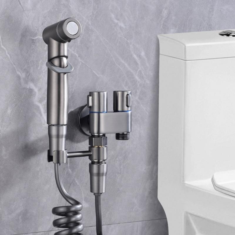 Brass 3-way Filling Angle Valve Wall Mount One Into Two Out Water Toilet Faucet Bidet Sprayer for Bathroom Accessories