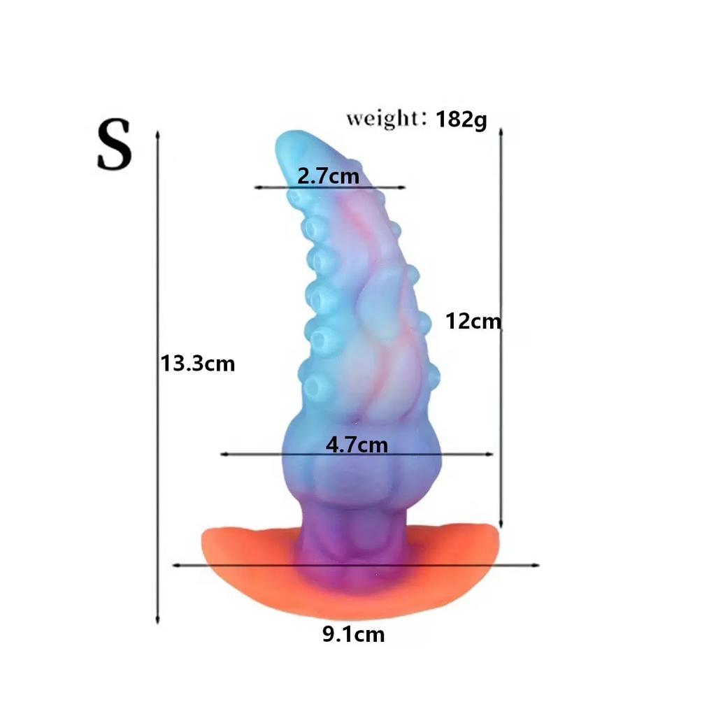 Glow in The Dark Tentacle Silicone Toy,Wearable Liquid Silicone Design,Granular Texture,Strong Suction Cup,Fantasy Collection,Soft Premium Material