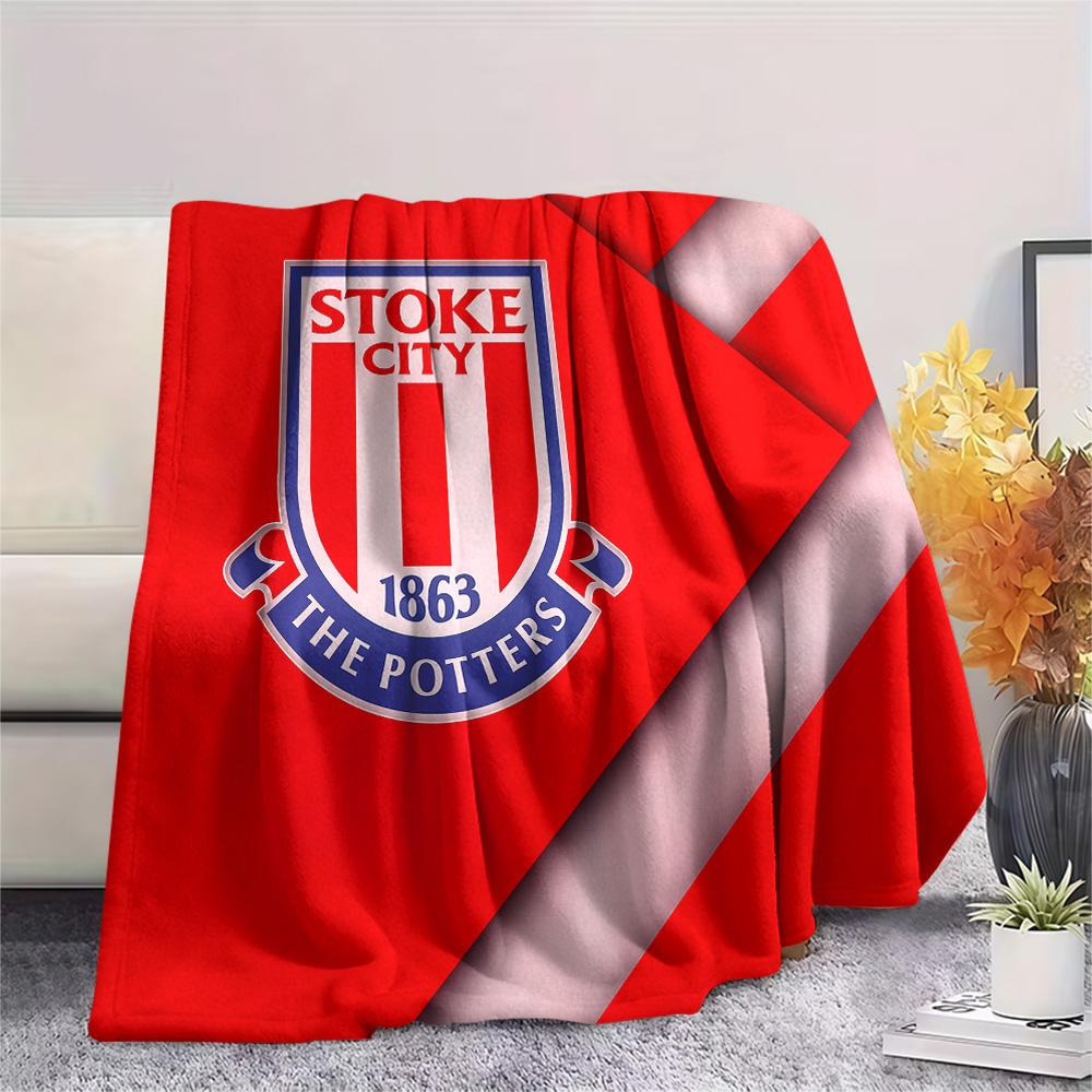 Stoke City Football Club Flanelldecke mit Aufdruck, Hohe Qualität, Bequem für alle Jahreszeiten, Heimdekoration, Wärme und Komfort