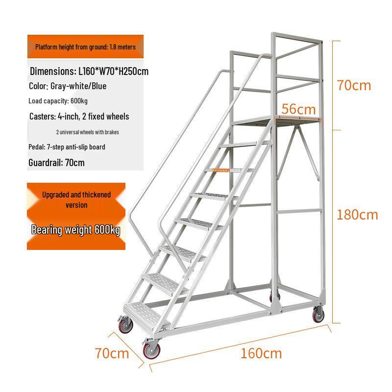 Adjustable Wheeled Platform Ladder for Supermarket Stocking and Picking