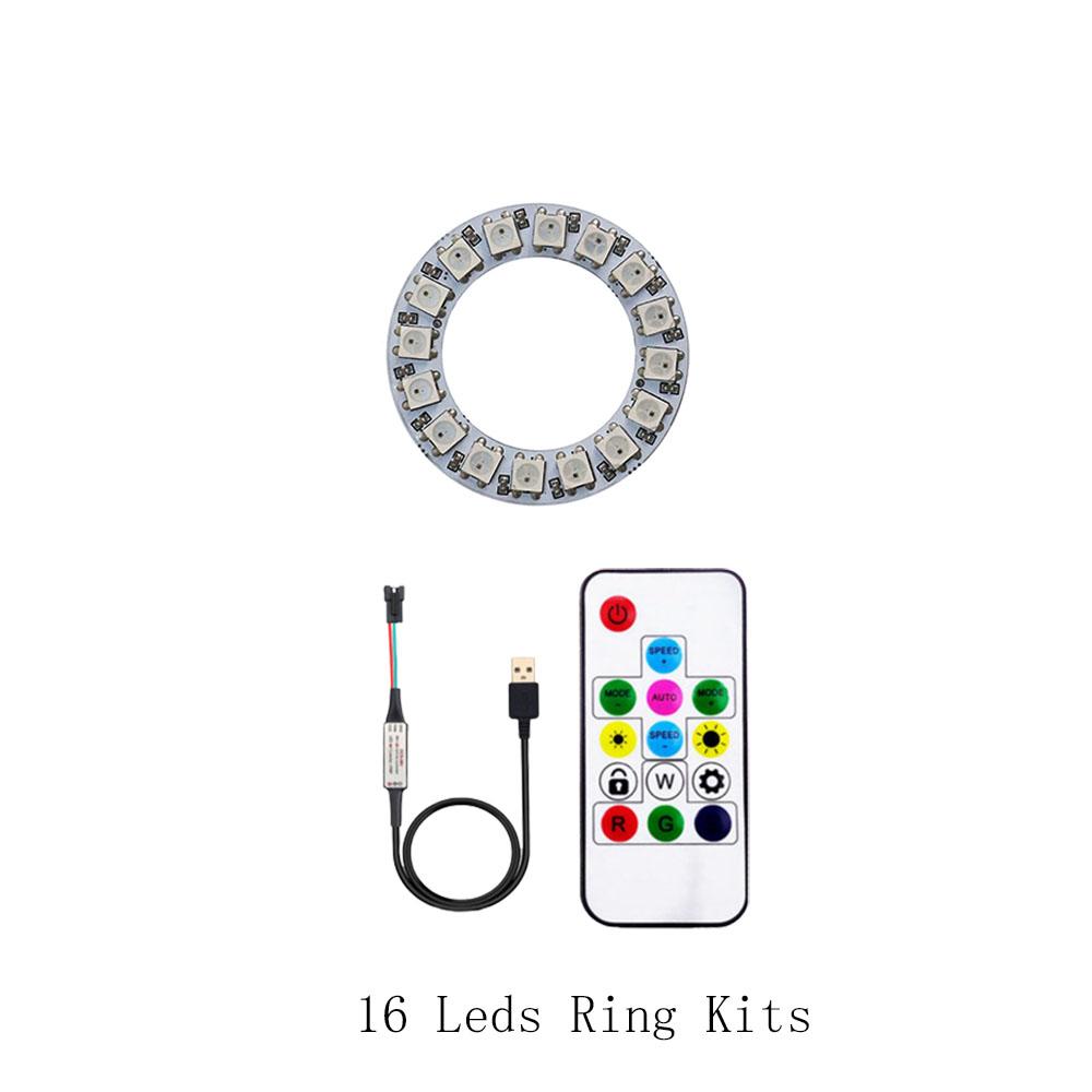 WS2812B DC5V Led Pixel Ring Individul AddressabIe Ring 5050 RGB WS2812 IC BuiIt-in Led ModuIe And 14Keys Lock USB Controller