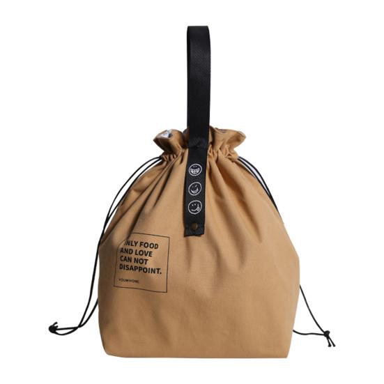 Bento Bag Adjustable Wide Opening Canvas Drawstring Design Lunch Handbag Picnic Accessories