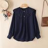 ZANZEA Women Casual Doll Collar Loose Long Sleeve Blouse