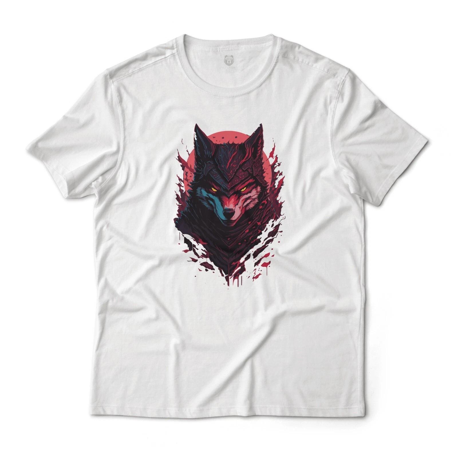 Samurai Wolf Warrior Aesthetic Art Graphic T-T-Shirt Unisex 2XL
