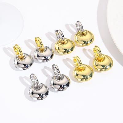 Exaggerated Personality Copper Hollow Smooth Round Earrings, Earrings, High-end Temperament Women's Daily Wear Jewelry