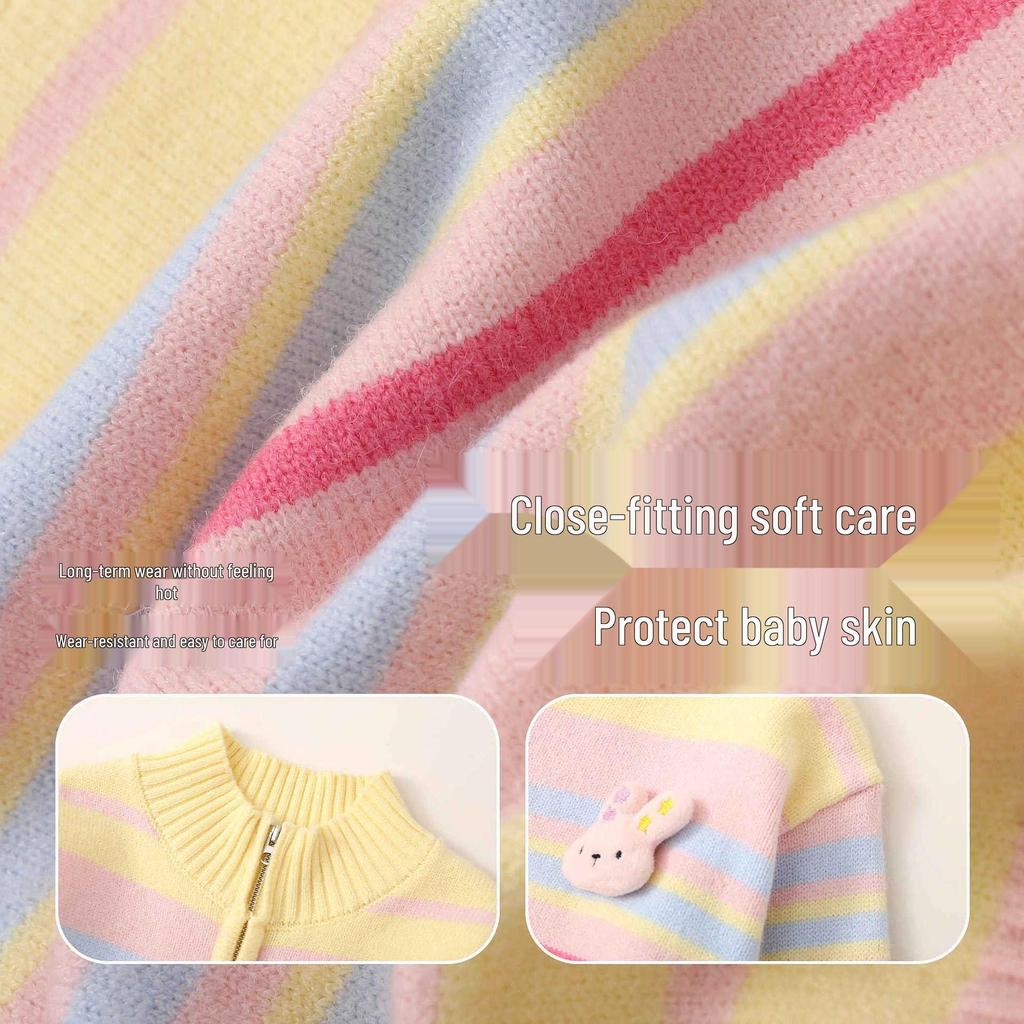 2025 New Spring & Autumn Knitted Cardigan for Little Girls - Baby Sweater Top for Children's Fall Style
