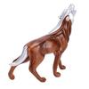 Wolf Howling Statue Nordic   Resin Animal Figurine for Study Room Desktop Decoration Imitation Wood Grain