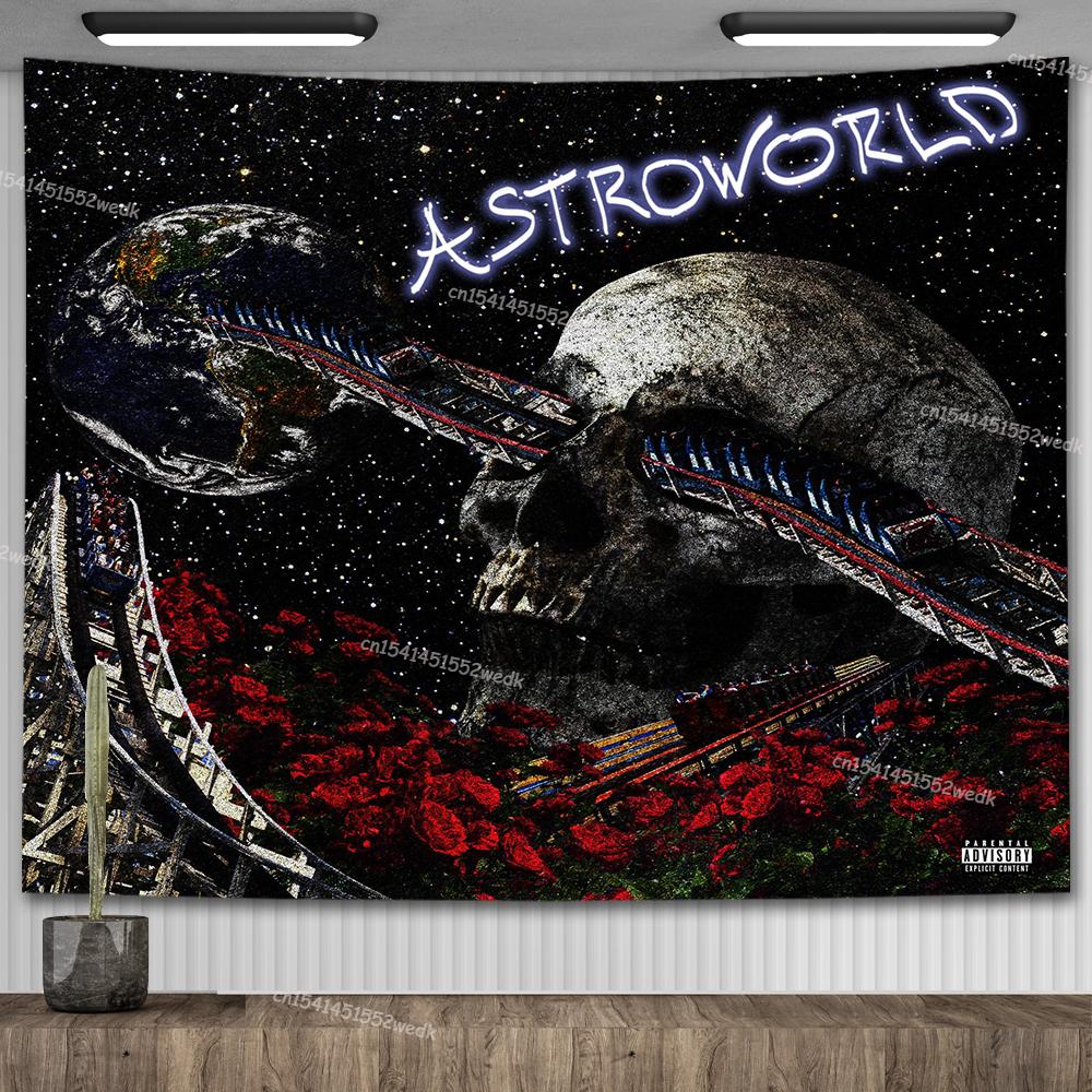 Travis Scott Astroworld Album Plakát Psychedelický Hippie Hvězdná Obloha Gobelín Estetický Gobelín Nástěnná Dekorace Teen Pokoj