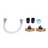 RV Water Heater Bypass Kit 12 Inch Reinforced Hose 1 2 NPT Brass Tee Valves Pipe Fittings and Sealing Tape Set