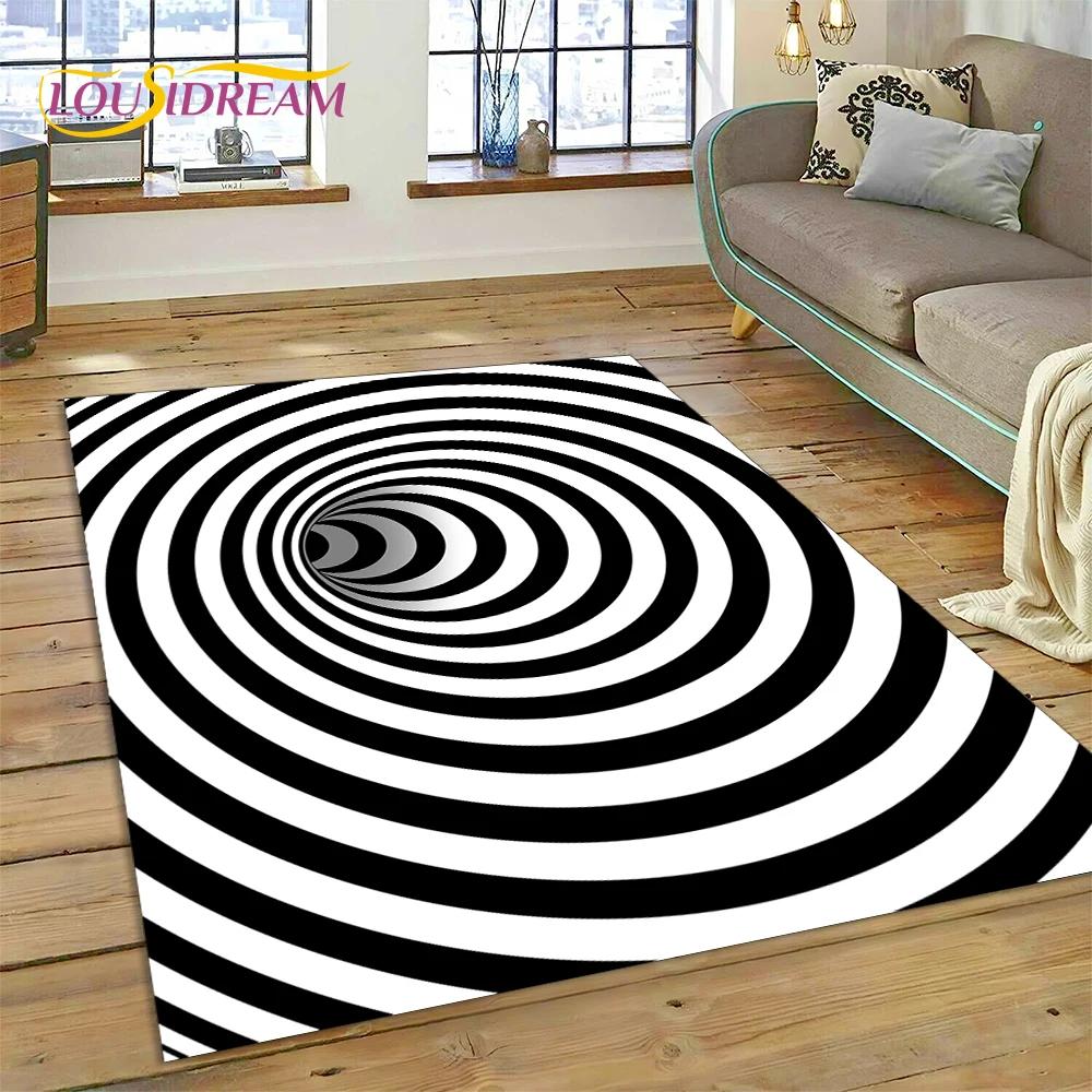 3D-Vortex-Teppich mit visuellen Illusionen für Wohnzimmer, Schlafzimmer, Heimdekoration, Bodenmatte, rutschfeste Dekoration für Sofa, Küche, Fußmatte