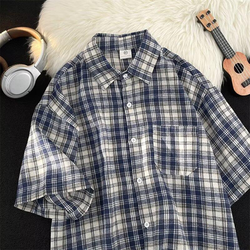 Summer Clothing Men'S Retro Casual Shirt Student Loose Niche Design Fun New Men'S Top For Outdoor Wear