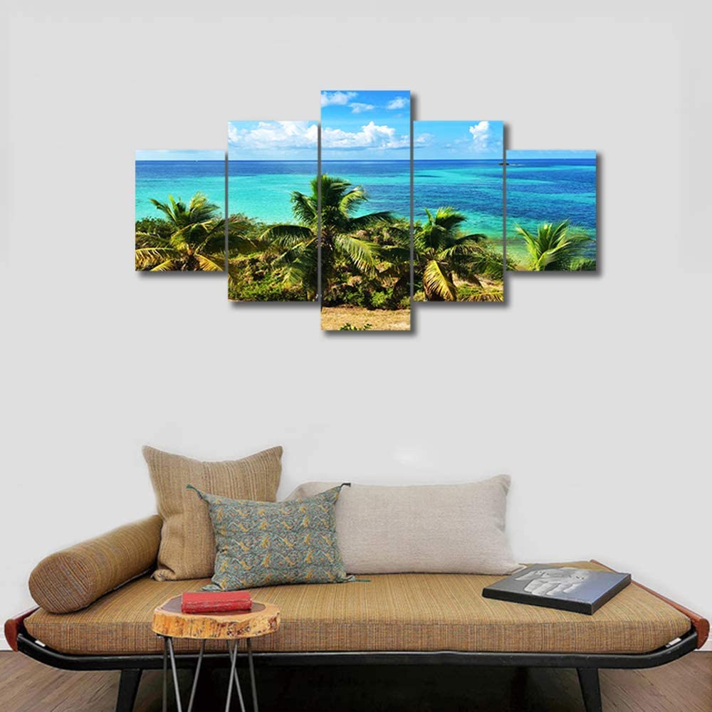 

5 шт. фантастический океан с пальмовым пейзажем во Флориде, США, пляж, небо, пейзаж, 5 шт., художественный HD-принт, домашний декор, декор комнаты, стена