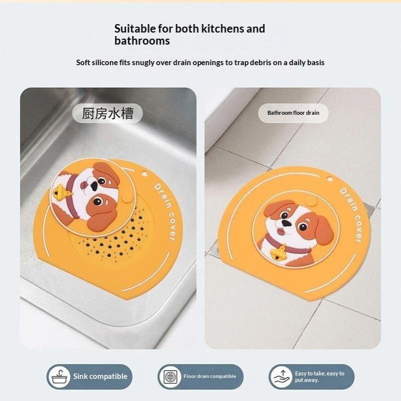 Pvc Floor Drain Cover Cartoon Dog Anti-Insect Sewer Filter Pad Anti-Blocking Anti-Odor Floor Drain Mat