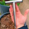 Comfortable Handle Plant Hole Digger T-shaped Hand Dibble Durable Soil Puncher Sowing