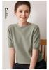 100% Pure Cashmere Round Neck Short Sleeve Pullover Sweater - Solid Color, Loose Fit for Autumn/Winter