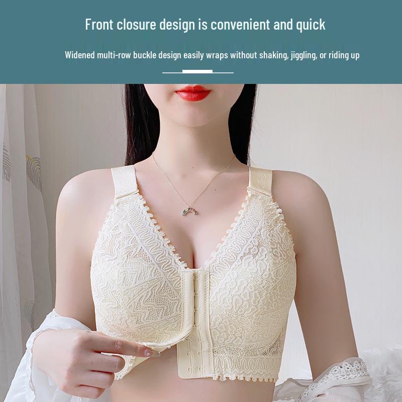 Plus Size Anti-Sag Adjustable Front Buckle Wirefree Bra for a Smaller Chest Look