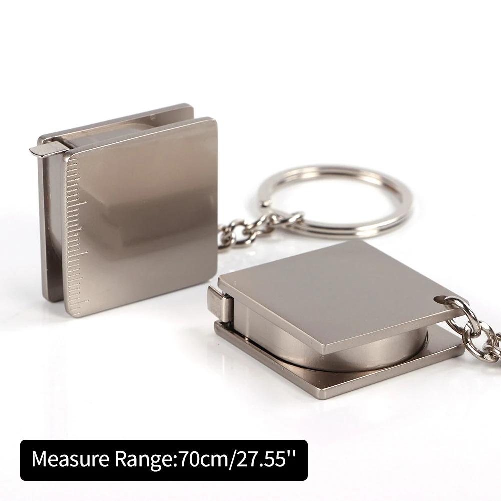 Metal Tape Measure Keychain Stainless Steel Retractable Ruler Key Ring Practical Small Tools Measuring Tools Tape Measure