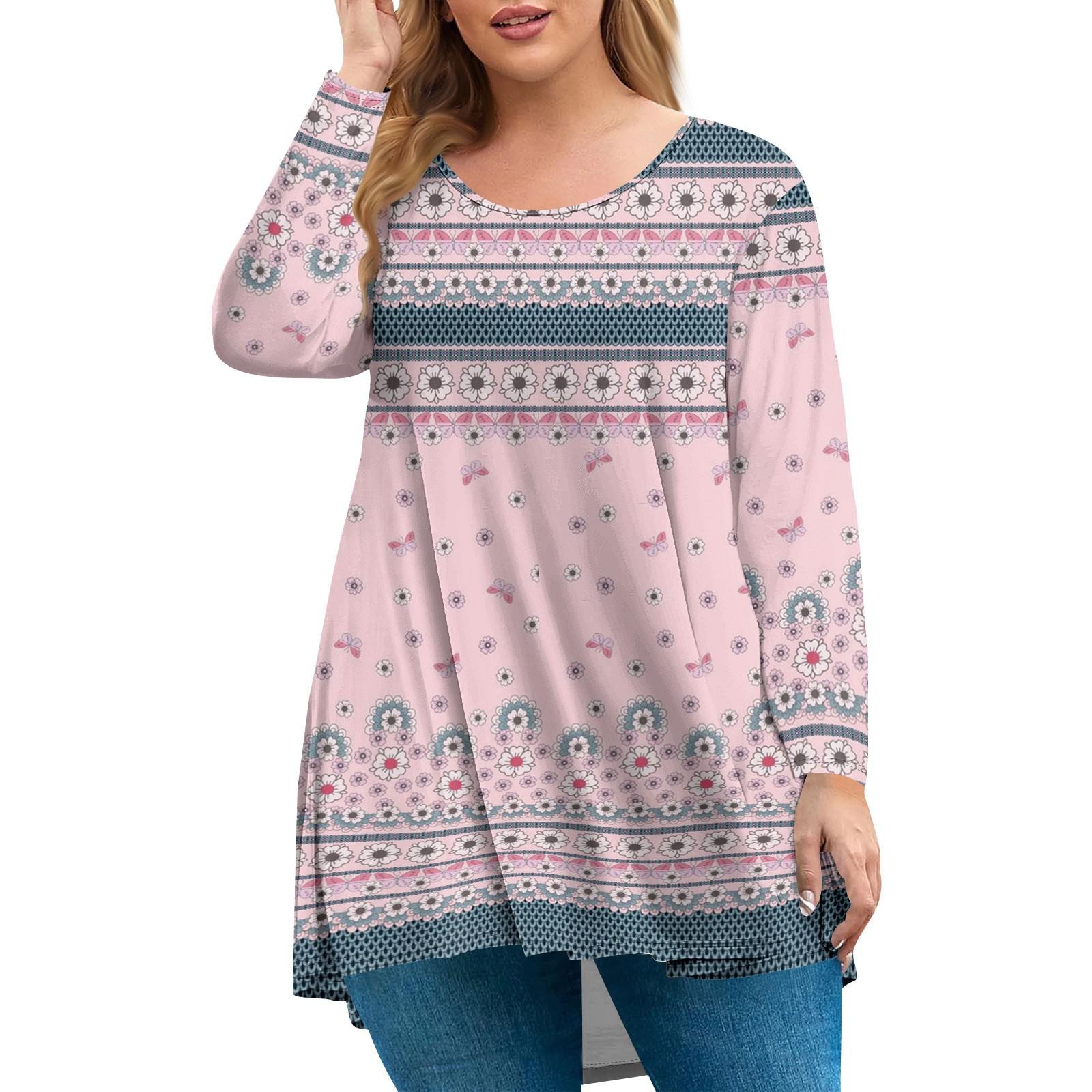 

Женский топ большого размера, рубашка с длинным рукавом и воротником «сад», модный повседневный топ с цветочным принтом XXL розовый