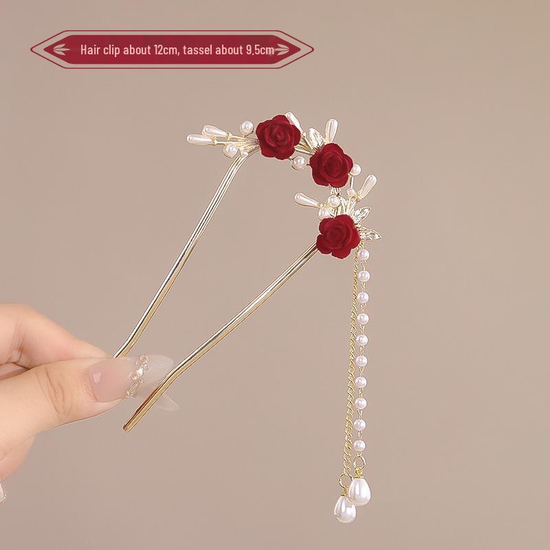 Elegant Pearl U-shaped Hairpin for Women - New Chinese Style Updo Accessory 2025