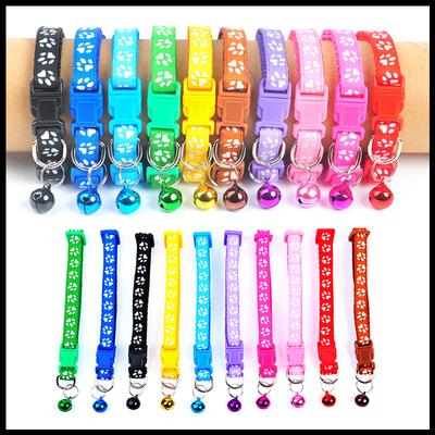 Collar de gato, Collar de campana bonito y colorido, hebilla ajustable, Collar de gato con huella personalizada, Collar de gatito, accesorio para perro pequeño