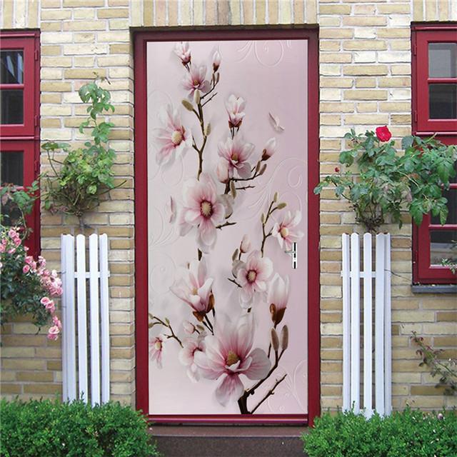Underwater World Wallpaper 3D Door Sticker Self Adhesive PVC Fish Dolphin Poster For Kids Girls Room Home Door Decoration Murals