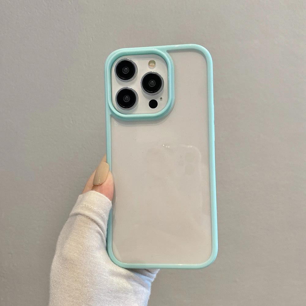 Fashion Transparent Candy Color Bumper Phone Case For iPhone 15 14 13 12 11 Pro Max XR XS X Plus Soft Shockproof TPU Back Cover