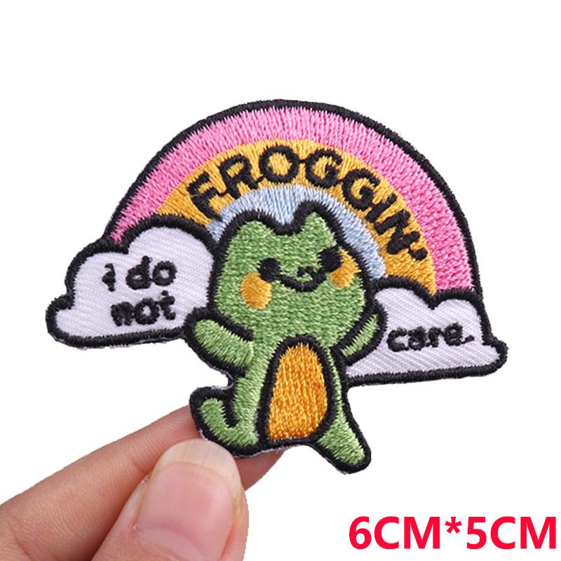 NEW Frog Cat Patch Cute Animal Embroidered Patches For Clothes Cartoon Patch Iron On Patches For Clothing Jackets Hats Sew DIY