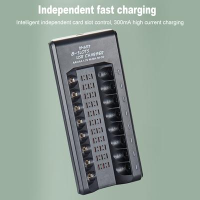 8-Slot Smart Battery   for 1.2V Ni-MH AACelsius  Rechargeable Batteries USB Plug and Play Battery Charging Dock