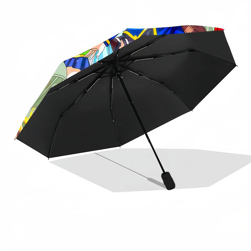 Fairy Tail Adventure Portable Automatic Umbrella Folding Umbrella with 8 Ribs Lightweight All-Season Umbrella for Travel Outdoor Accessory