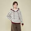 Lazy Hooded Striped Knitted Sweater Long-sleeved Thickened Bottoming Shirt with Autumn and Winter New Loose Coat Top Women