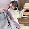 Girls' 2025 Autumn/Winter Semi-High Neck Knitted Sweater Top