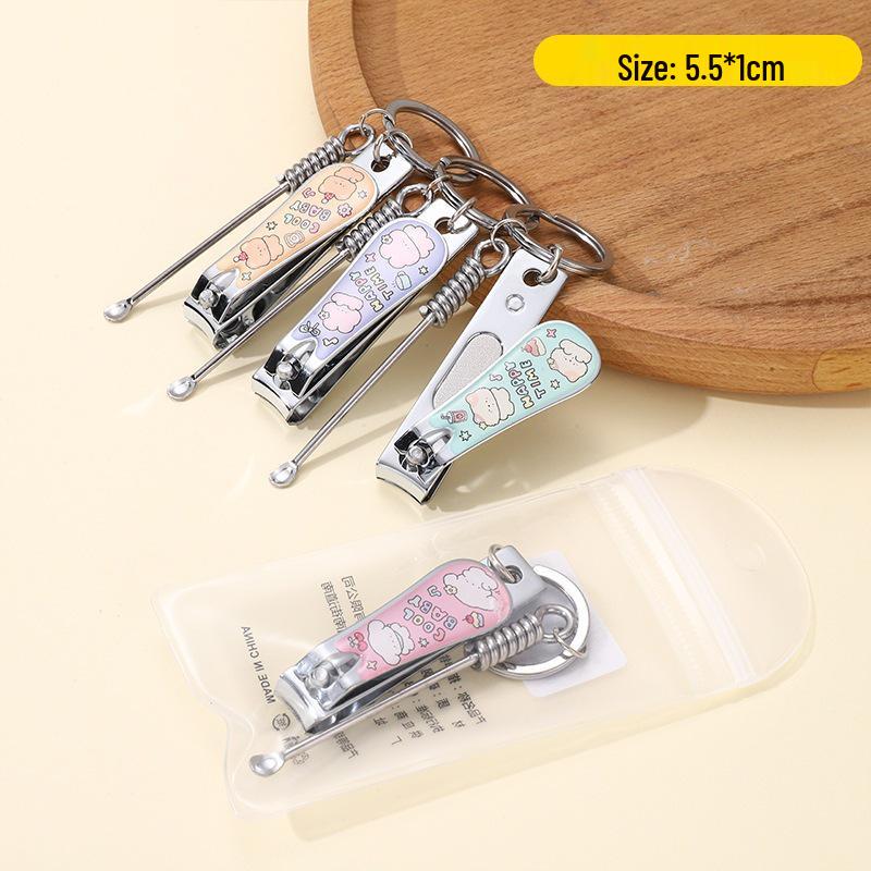 Cartoon Nail Clippers & Ear Spoon Set: Cute Manicure & Pedicure Tools for Students and Girls
