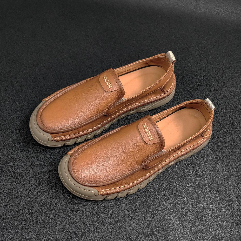 

Модные мужские туфли из натуральной кожи Bean Shoes One Step Lazy Shoes Мужская модная универсальная повседневная обувь ручной работы 43