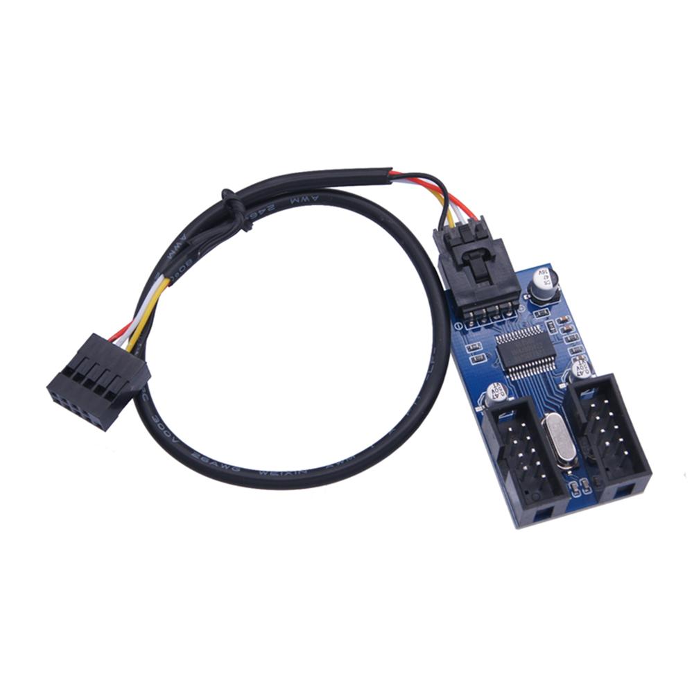 Motherboard 9Pin USB Header 9 Pin Connector Port Splitter 1 To 2/4 Female Port Connector USB HUB Extension Adapter
