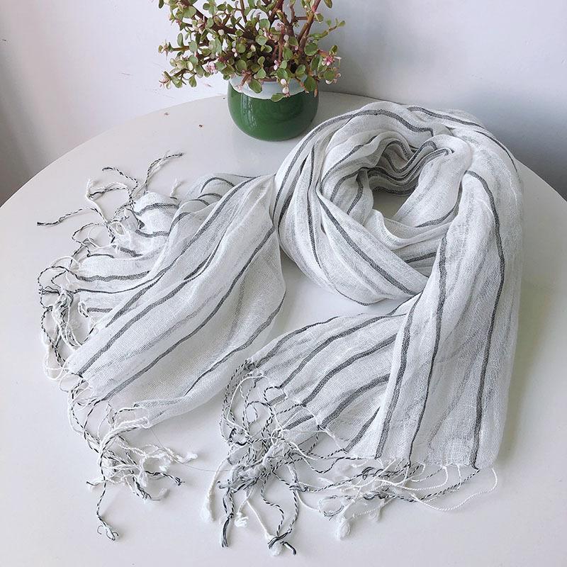 Frühling/Sommer Leinen gestreifter Schal