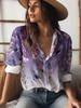 1116 Neues Damen Langarmshirt Sommer Europäischer und Amerikanischer Trend 1D Bedrucktes Hemd