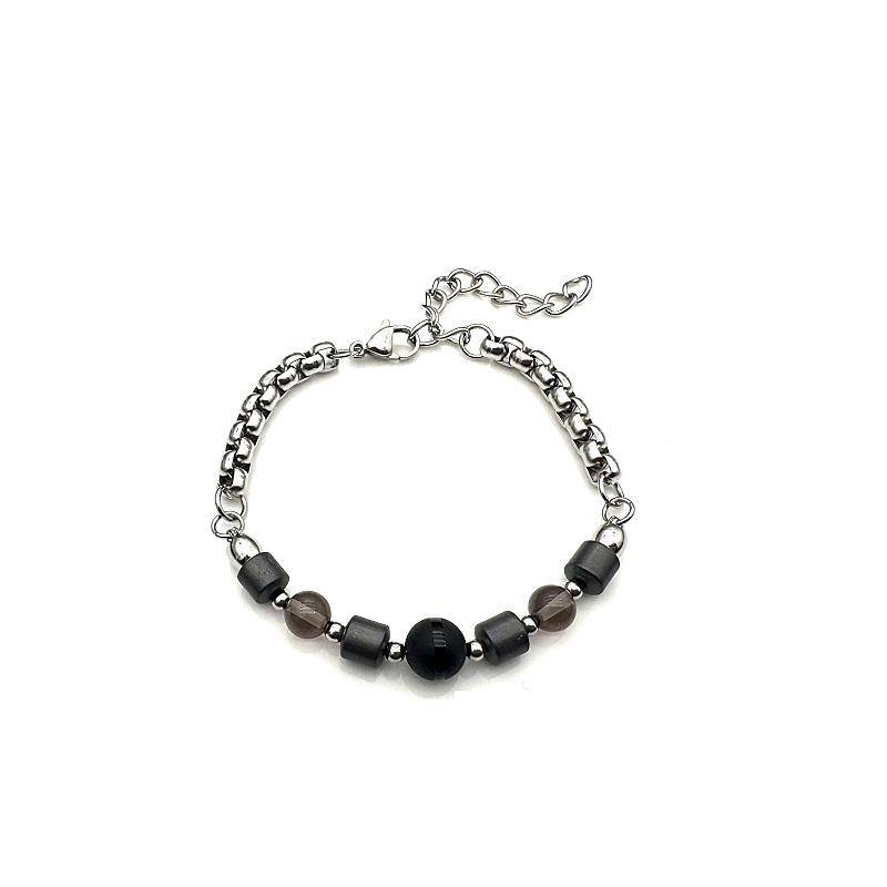 Gaga Unisex Retro Obsidian Bracelet: Cold Style Titanium Steel Accessory