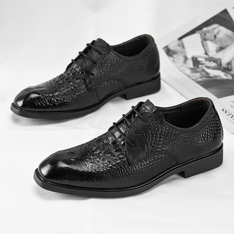 Men's Classic Business Dress Oxford Casual Shoes Brand Alligator Pattern Casual Comfort Fashion Derby Shoes Luxury Leather Shoe