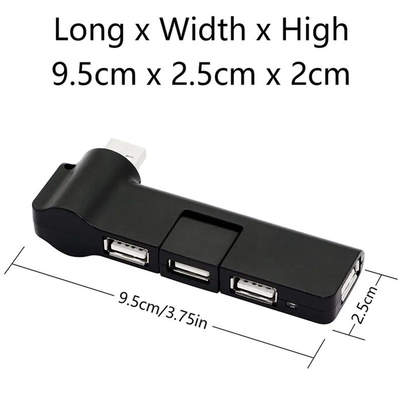 Creative USB 2.0 4 Port Hub 90°/180° Degree Rotatable USB Expansion Allocator Data Cable Adapter Connector for PC Laptop