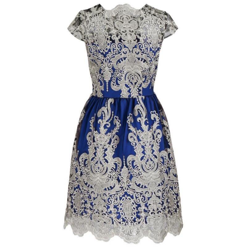 

Новое элегантное летнее платье в европейском стиле, женская одежда, модное платье в стиле ретро, ​​женское платье с вышивкой из сетчатой ​​пряжи S синий