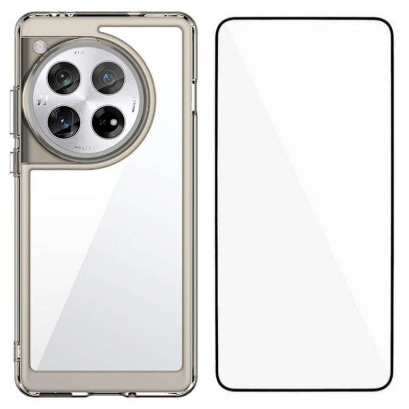 For OnePlus 12 5G Phone Case WANLONFENG XC Series TPU Acrylic Cover with Tempered Glass (Big Lens Hole)